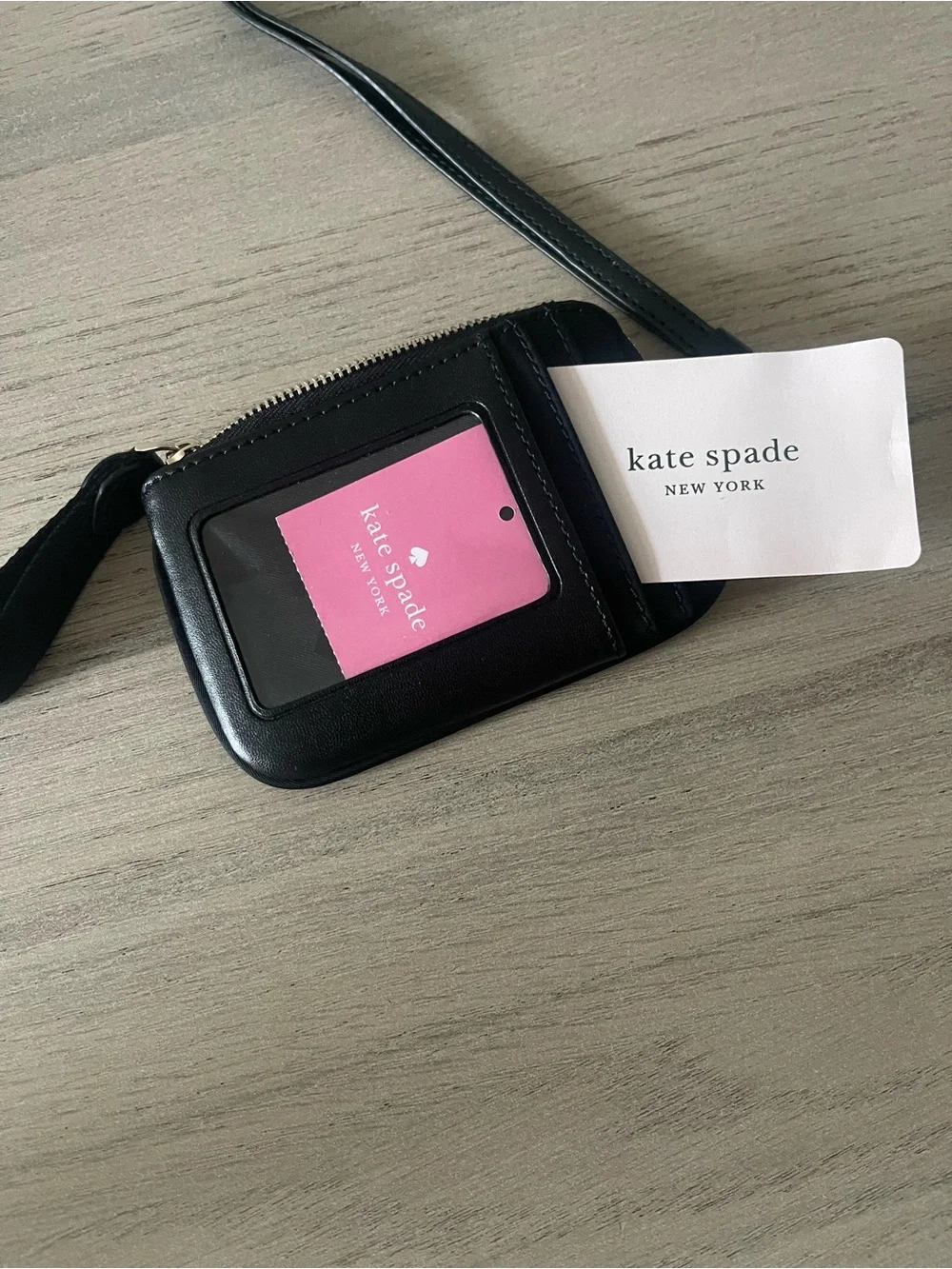 Kate Spade | Chelsea Card Case Lanyard Nylon Black NWT